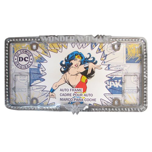Wonder Woman Chrome Diamond Stud License Plate Frame